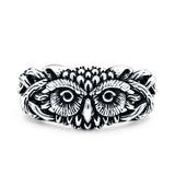 Owl Ring Oxidized Band Solid 925 Sterling Silver Thumb Ring (10.5mm)