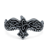 Celtic Ring Oxidized Band Solid 925 Sterling Silver Thumb Ring (11mm)