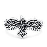 Celtic Ring Oxidized Band Solid 925 Sterling Silver Thumb Ring (11mm)