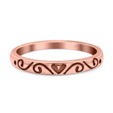 Heart Band Oxidized Ring Solid 925 Sterling Silver (3mm)