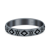 Sun Ring Oxidized Band Solid 925 Sterling Silver Thumb Ring (3mm)
