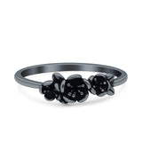 Flowers Ring Oxidized Band Solid 925 Sterling Silver Thumb Ring (5mm)