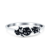 Flowers Ring Oxidized Band Solid 925 Sterling Silver Thumb Ring (5mm)
