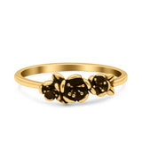 Flowers Ring Oxidized Band Solid 925 Sterling Silver Thumb Ring (5mm)