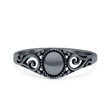 Bali Style Ring Oxidized Band Solid 925 Sterling Silver Thumb Ring (6.8mm)