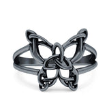 Celtic Butterfly Ring Oxidized Band Solid 925 Sterling Silver Thumb Ring (13.5mm)