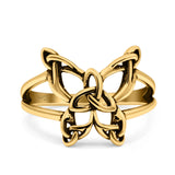 Celtic Butterfly Ring Oxidized Band Solid 925 Sterling Silver Thumb Ring (13.5mm)