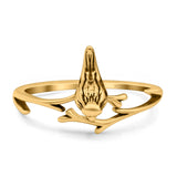 Bird Ring Oxidized Band Solid 925 Sterling Silver Thumb Ring (12mm)