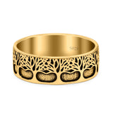 Trees Ring Oxidized Band Solid 925 Sterling Silver Thumb Ring (7mm)