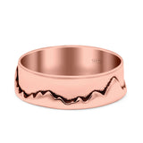 Mountains Ring Oxidized Band Solid 925 Sterling Silver Thumb Ring (6mm)