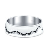 Mountains Ring Oxidized Band Solid 925 Sterling Silver Thumb Ring (6mm)