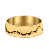 Mountains Ring Oxidized Band Solid 925 Sterling Silver Thumb Ring (6mm)