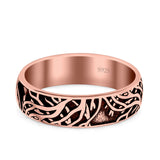 Branches Ring Oxidized Band Solid 925 Sterling Silver Thumb Ring (6mm)