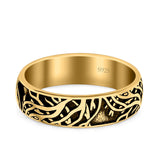 Branches Ring Oxidized Band Solid 925 Sterling Silver Thumb Ring (6mm)