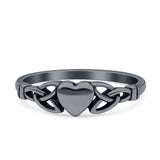 Heart Celtic Ring Oxidized Band Solid 925 Sterling Silver Thumb Ring (5mm)