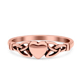 Heart Celtic Ring Oxidized Band Solid 925 Sterling Silver Thumb Ring (5mm)