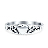 Heart Celtic Ring Oxidized Band Solid 925 Sterling Silver Thumb Ring (5mm)