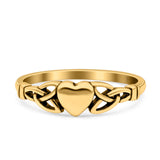 Heart Celtic Ring Oxidized Band Solid 925 Sterling Silver Thumb Ring (5mm)