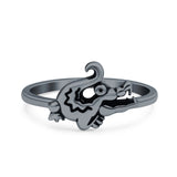 Alligator Ring Oxidized Band Solid 925 Sterling Silver Thumb Ring (10mm)