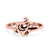 Alligator Ring Oxidized Band Solid 925 Sterling Silver Thumb Ring (10mm)