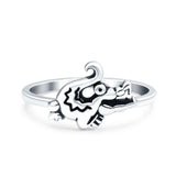 Alligator Ring Oxidized Band Solid 925 Sterling Silver Thumb Ring (10mm)