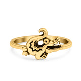 Alligator Ring Oxidized Band Solid 925 Sterling Silver Thumb Ring (10mm)