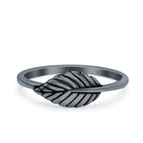 Leaves Ring Oxidized Band Solid 925 Sterling Silver Thumb Ring (6.5mm)