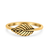 Leaves Ring Oxidized Band Solid 925 Sterling Silver Thumb Ring (6.5mm)
