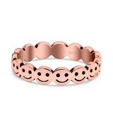 Happy Face Ring Oxidized Band Solid 925 Sterling Silver Thumb Ring (4mm)