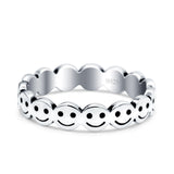 Happy Face Ring Oxidized Band Solid 925 Sterling Silver Thumb Ring (4mm)
