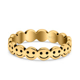 Happy Face Ring Oxidized Band Solid 925 Sterling Silver Thumb Ring (4mm)