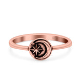 Moon & Star Ring Oxidized Band Solid 925 Sterling Silver Thumb Ring (6mm)