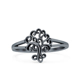 Tree Ring Oxidized Band Solid 925 Sterling Silver Thumb Ring (12mm)