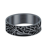 Tree Branches Ring Oxidized Band Solid 925 Sterling Silver Thumb Ring (7mm)