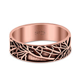 Tree Branches Ring Oxidized Band Solid 925 Sterling Silver Thumb Ring (7mm)
