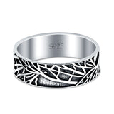 Tree Branches Ring Oxidized Band Solid 925 Sterling Silver Thumb Ring (7mm)