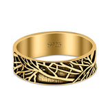 Tree Branches Ring Oxidized Band Solid 925 Sterling Silver Thumb Ring (7mm)