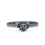 Sun Smiley Face Ring Oxidized Band Solid 925 Sterling Silver Thumb Ring (6mm)