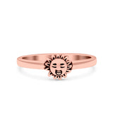 Sun Smiley Face Ring Oxidized Band Solid 925 Sterling Silver Thumb Ring (6mm)