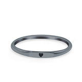 Heart Ring Oxidized Band Solid 925 Sterling Silver Thumb Ring (2.2mm)