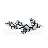 Leaves Ring Oxidized Band Solid 925 Sterling Silver Thumb Ring (8mm)