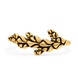 Leaves Ring Oxidized Band Solid 925 Sterling Silver Thumb Ring (8mm)