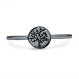 Tree of Life Ring Oxidized Band Solid 925 Sterling Silver Thumb Ring (7mm)