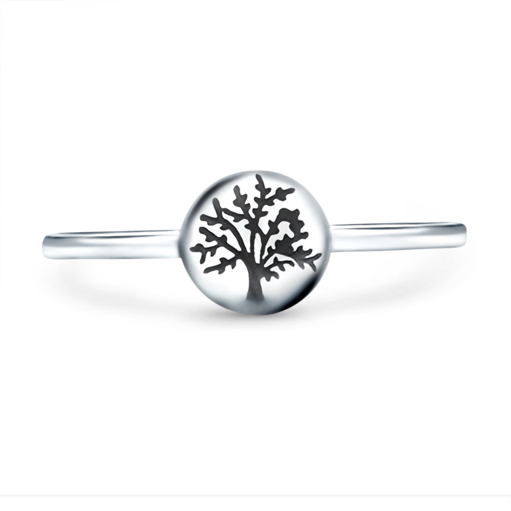 Tree of Life Ring Oxidized Band Solid 925 Sterling Silver Thumb Ring ...