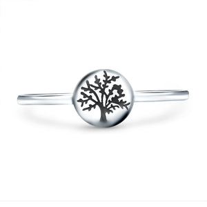 Tree of Life Ring Oxidized Band Solid 925 Sterling Silver Thumb Ring (7mm)