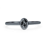 Flowers Ring Oxidized Band Solid 925 Sterling Silver Thumb Ring (6mm)