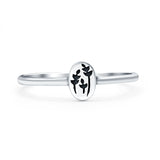 Flowers Ring Oxidized Band Solid 925 Sterling Silver Thumb Ring (6mm)