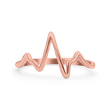 Heartbeat Ring Oxidized Band Solid 925 Sterling Silver Thumb Ring (11mm)