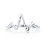 Heartbeat Ring Oxidized Band Solid 925 Sterling Silver Thumb Ring (11mm)