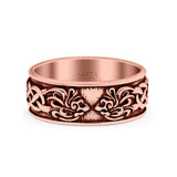 Celtic Ring Oxidized Band Solid 925 Sterling Silver Thumb Ring (7mm)